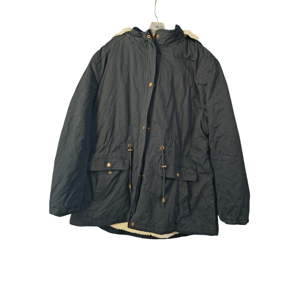 SOULARGE Black Faux Fur Heavy Winter Jacket 2X
